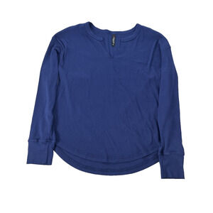 American Giant Luxe Rib V Notch Long Sleeve Womens Small Blueprint Shirt Tee